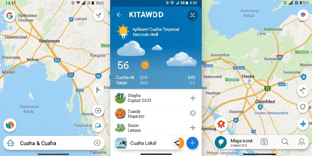 Antarmuka utama KITAWD menampilkan informasi cuaca lokal yang jelas dan informatif.
