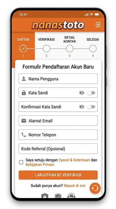 Panduan Membuat Akun Baru nanastoto untuk Android